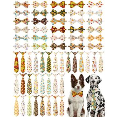 Imagem de PET SHOW Pacote com 60 gravatas borboleta e gravatas de pescoço para cães grandes e médios para cães grandes e médios abóbora folha de ácer laços para festa de aniversário, férias, acessórios para