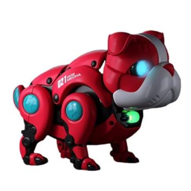 Imagem de Bulldog Robô Musical com Luzes Coloridas – Anda, Brilha e Diverte Crianças e Pets (Vermelho)