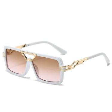 Imagem de VFDHN Óculos de sol vintage masculino e feminino luxuoso pequeno vintage feminino degradê transparente espelhado (rosa chá)