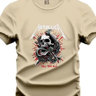 Imagem de Camiseta Estampada Plus Size do P ao G3 Metalica - Hs, Bege, G2