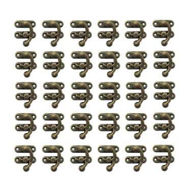 Imagem de Pacote com 30 kit de ferragens de caixa de joias de bronze vintage - travas e dobradiças de gancho de acabamento antigo para armários, projetos de artesanato DIY - Liga de zinco sólida com furos