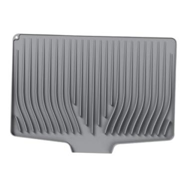 Imagem de Baoblaze Tapete de secagem de louças, almofada de drenagem de silicone, protetor de mesa, descanso de copo reutilizável, tapete de mesa para pastelaria, casa, Cinza