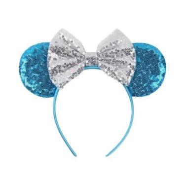 Imagem de Tiara De Orelhas De Rato Com Lantejoulas E Laço Para Meninas Com Pérol
