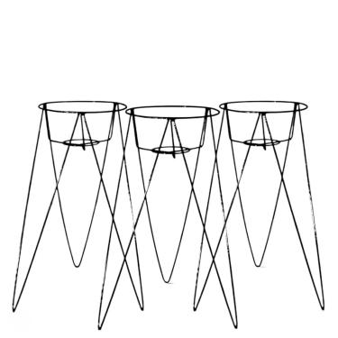 Imagem de Kit 3 Suporte Tripé Alto de Ferro Reforçado para Plantas, Vasos de Boca 21 com Fundo e Alturas Ajustáveis - Suporte para Flores, Plantas de Chão e Vaso de Planta em Jardim/Sala(ALTURA = 40CM)