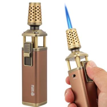 Imagem de Maçarico de sopro, maçarico de butano profissional de cozinha com trava de segurança ajustável, recarregável, chama multiuso, churrasco, cozimento, creme brulee, artesanato e solda (gás butano não