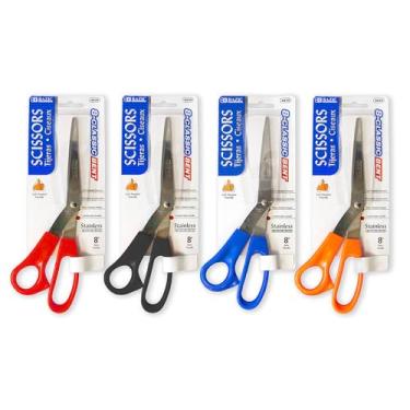 Imagem de BAZIC Tesoura de aço inoxidável canhoto de 20 cm, lâminas afiadas de tesoura com alça dobrada, tecido de corte de costura, costura artesanal para escola, escritório, 1 unidade, cor aleatória