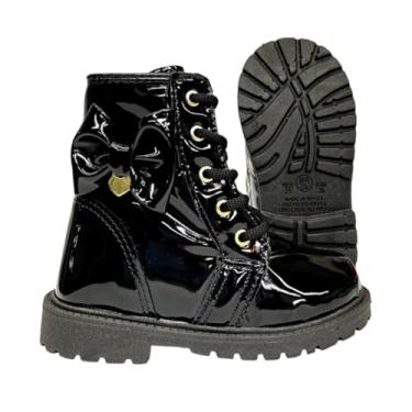 Imagem de Bota Tratorada Infantil Feminina Preto Verniz Cano Curto Confortável Numeração 20 ao 34 (BR, Criança de 4 a 8 anos, Numérico, M, 27)