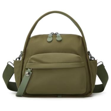 Imagem de Bolsa de mão casual de nylon com bolso frontal leve e grande capacidade, bolsa de ombro para uso ao ar livre para mulheres 2025, Verde militar