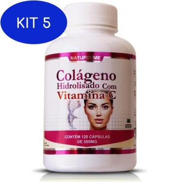 Imagem de Kit 5 Colágeno Hidrolisado e Vitamina C 500mg 120cps