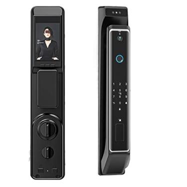 Imagem de Bloqueio eletrônico WiFi biometria bloqueio de impressão digital fechadura de porta inteligente senha 3D reconhecimento facial câmera digital El (cor: BK-SILIVER-alexa01) (Rose alexa02)