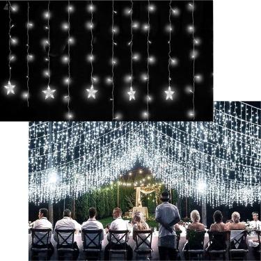 Imagem de Pisca Cascata 600 Lâmpadas LEDs Estrelas Branco De 15m 220v