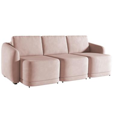 Imagem de Sofá Cama para Sala de Estar 4 Lugares 336cm Montserrat K01 Veludo Rosê - Lyam Decor