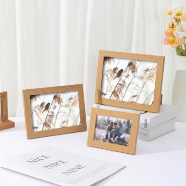 Imagem de Porta-retratos 12 x 17 cm, moldura moderna para casa ou escritório, mesa e prateleira (cáqui)