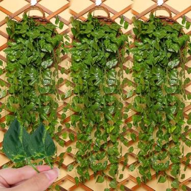 Imagem de 10 cordas, 2 m, plantas artificiais de hera verde falsa, guirlandas penduradas para decoração de festa de casamento no jardim (folha verde)