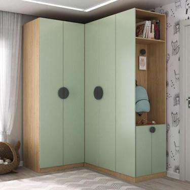Imagem de Conjunto Modulado Infantil de Canto 3 Peças 6 Portas Nicho com 2 Gavet