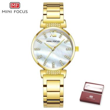 Imagem de Relógio Feminino Mini Focus Mf0227l à Prova D'água Dourado