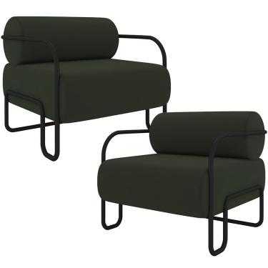 Imagem de Kit 02 Poltronas Decorativa Pés Industrial Moscou K01 Veludo Verde