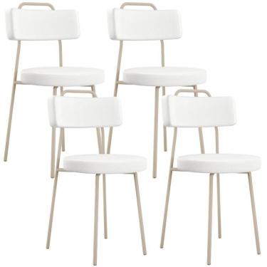 Imagem de Kit 04 Cadeiras Decorativas Estofada Sala Jantar Barcelona Arena L02 Facto Branco - Lyam