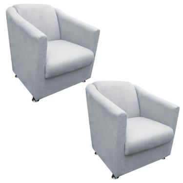 Imagem de Kit 2 Poltronas Tilla Decorativa Escritório Suede Cinza