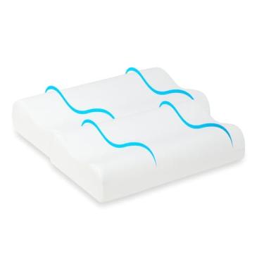 Imagem de Kit 2 Travesseiros Viscoelásticos Cervicais, Espuma com Memória, Branco, Suporte Ortopédico para Pescoço e Cabeça