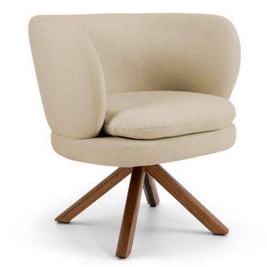 Imagem de Poltrona Decorativa Sala De Estar Melissa Base Giromad Giratória C-129 Linho Bege Escuro - Domi