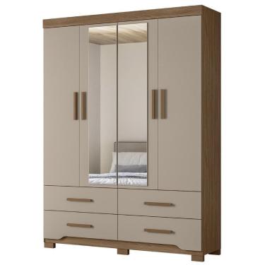 Imagem de Guarda Roupa Casal 160cm Com Espelho Cancum Carvalho/fendi Z17 - Mpozenato
