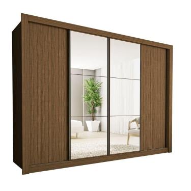 Imagem de Guarda Roupa 4 Portas De Correr Com Espelhos 4 Gavetas Firenze Minastex Freijó