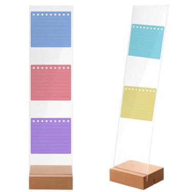 Imagem de 2un Quadros Recados para Monitor com Base Madeira Removível, Suporte Notas Adesivas Acrílico Monitores Computador Organizador Mesa Portátil Acessórios Escritório para Laptops e Desktops