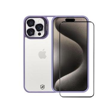 Imagem de Kit Capa Gravity Lilás e Pelicula Ultra Glass para iPhone 15 Pro - Gshield