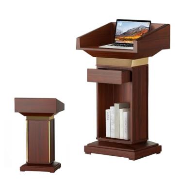 Imagem de Púlpito de madeira para pódio, mesa de pódio com gaveta, púlpito de pódio de madeira maciça para igreja, quadro de 3,5 cm de espessura, púlpito e pódio à prova d'água e resistente ao sol, também