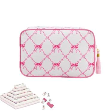 Imagem de Empty Mahjong Tile Bag, American Mahjong Tiles Bag with Zipper, Bow Mahjong Gifts for Women, Storage Pouch for Board Game Pieces Game Party Travel Gatherings Accessories,9.8*6.7*3inch (Pink)