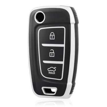 Imagem de Capa para chave de controle remoto de carro compatível com Hyundai Tucson 2022 2023 Accent Solaris Elantra I30 I35 I40 Kona Celesta Sonata Creta (acessório de reposição, não OEM)