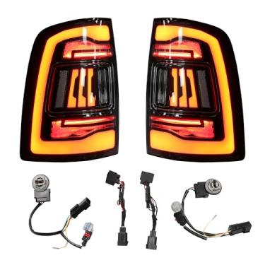 Imagem de Partuto Conjunto de luzes traseiras OLED – sequenciais de carro e iluminação de animação dinâmica 3D com luz de corrida - para Dodge para Ram 1500 2500 3500 2009-2018 plástico preto - 1 par