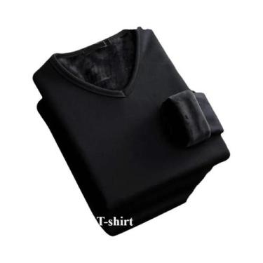 Imagem de Camiseta Térmica Masculina De Inverno De Manga Longa Em Veludo Com Rev