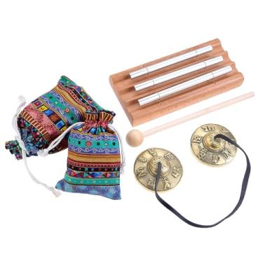 Imagem de Conjunto de instrumentos de meditação – inclui pratos tibetanos Tingsha, sino de sino de três tons com martelo e 2 sacos de cordão tibetanos. Perfeito para gerenciamento de sala de aula, ioga, oração