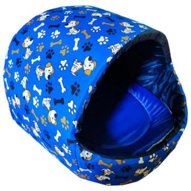Imagem de Cama Caminha Para Cachorro e Gatos Iglu Nylon Grande - EF Pet, Azul
