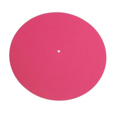 Imagem de aqxreight Tapete Giratório para Discos, Tapete de Borracha para Toca-discos Universal para Toca-discos LP, Reduz o Ruído, Baixo Mais Apertado, Qualidade Roseada, Melhor Permite a Absorção (Rosa)