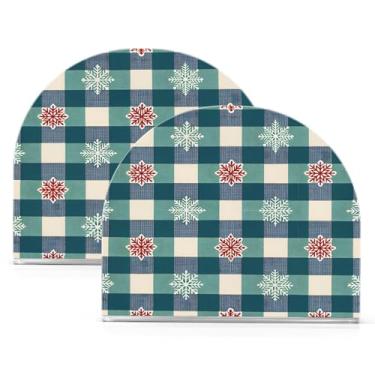 Imagem de Qilmy Porta-guardanapos acrílico guingão flocos de neve de Natal, suporte de lenços de mesa independente transparente, dispensador de papel de coquetel para cozinha, jantar, restaurante, bar