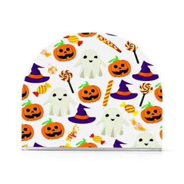 Imagem de JUZIHAI Porta-guardanapos para mesa, abóboras festa Halloween acrílico em pé dispensador de guardanapo, suporte de lenços de mesa independente para cozinha, jantar, bar, festa, decoração de casa