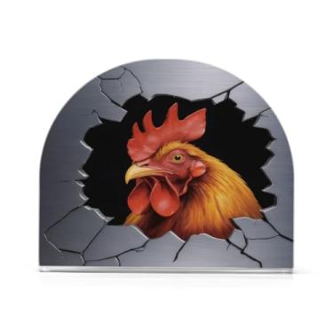 Imagem de JUZIHAI Porta-guardanapos de galo de fazenda para mesa dispensador de guardanapo de acrílico para mesa suporte de lenços independente para cozinha sala de jantar bar festa decoração de casa