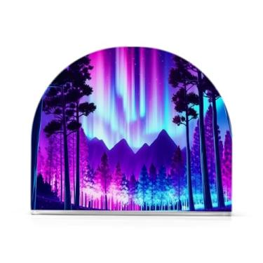 Imagem de Qilmy Porta-guardanapos acrílico de cena noturna estrelada, suporte de lenços de mesa independente transparente, dispensador de papel de coquetel para cozinha, jantar, restaurante, bar, decoração, 1