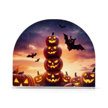 Imagem de Qilmy Porta-guardanapos de acrílico grafite de abóbora de Halloween, suporte de guardanapo de coquetel de plástico transparente para mesas de restaurante de cozinha, 1 peça