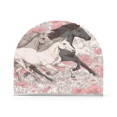 Imagem de Qilmy Cavalos correndo flores porta-guardanapos acrílico, suporte de lenços de mesa independente, dispensador de papel de coquetel para cozinha, jantar, restaurante, bar, decoração, 1 pacote