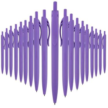 Imagem de Wiaziert Canetas esferográficas, pacote com 50 (tinta preta), canetas a granel, barril roxo escuro, canetas de clique para escritório, casa e escola, canetas esferográficas retráteis, ponta média