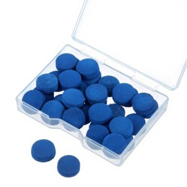 Imagem de XLIUAX 32 peças de pontas de taco de bilhar, pontas de substituição de bastão de sinuca de couro azul de 13/12 mm com caixa de armazenamento para tacos de sinuca