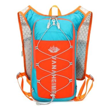 Imagem de Mochila de corrida náilon multifuncional esportiva refletiva Bolsa dobrável para ciclismo Leve e respirável resistente à água Hidratação sem mãos Faixas refletivas noturnas Bolsos armazenamento multic