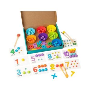 Imagem de Brinquedo De Contas De Madeira Montessori Para Crianças, Habilidades M