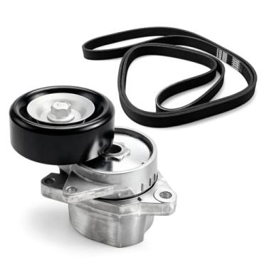 Imagem de Kit de tensor de correia de transmissão compatível com Nissan Altima 2007-2013 - Substituição de ajuste direto OE 11720-JA00A 11955JA10D com tensor de correia e correia serpentina, 2 peças