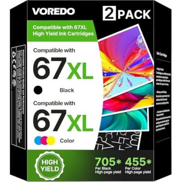 Imagem de Cartuchos de tinta 67XL preto/pacote combo colorido compatível com HP Ink 67 67XL Work for DeskJet 2827e 2700 2700e 2755 2755e 2855e 4100 4155e 4133e 4255e Envy 6000 6455e 6020e 64000e 6475 e 6075