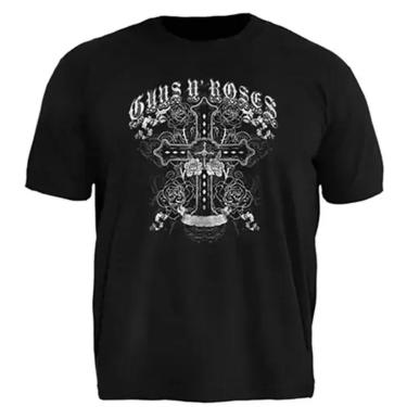 Imagem de Camiseta de Banda Plus Size Guns N Roses Stamp em Algodão Manga Curta Gola Redonda-Unissex
